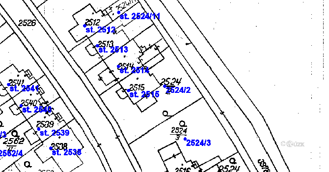 Parcela st. 2524/2 v KÚ Poděbrady, Katastrální mapa