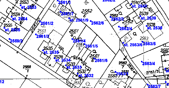 Parcela st. 2561/5 v KÚ Poděbrady, Katastrální mapa