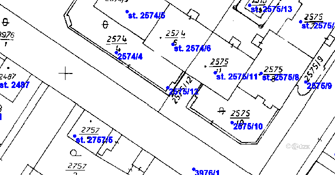 Parcela st. 2575/12 v KÚ Poděbrady, Katastrální mapa