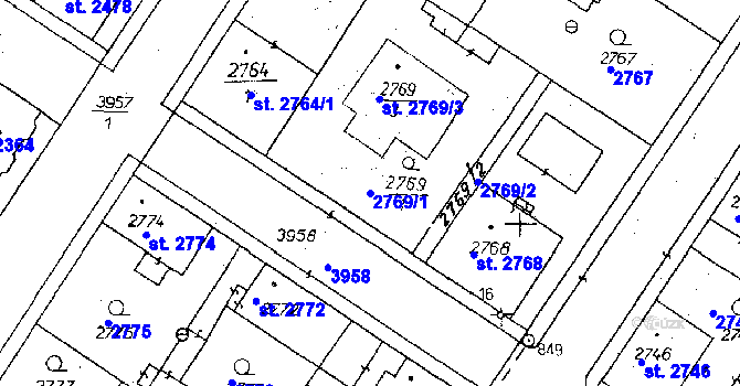 Parcela st. 2769/1 v KÚ Poděbrady, Katastrální mapa