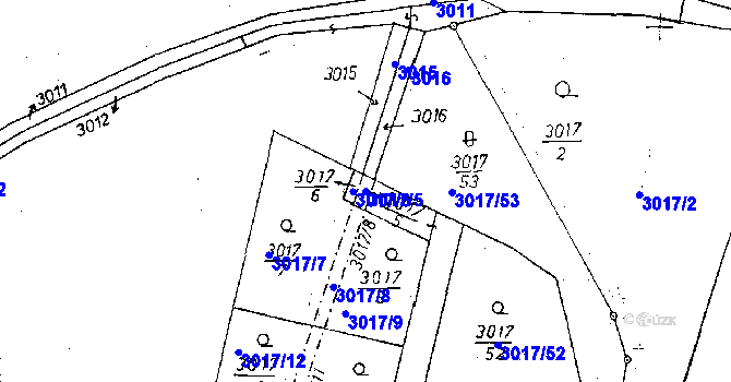 Parcela st. 3017/5 v KÚ Poděbrady, Katastrální mapa