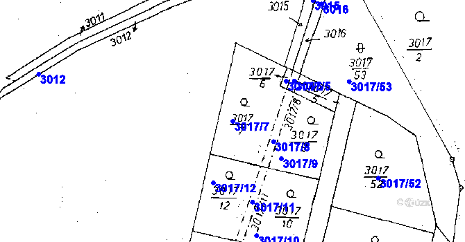 Parcela st. 3017/7 v KÚ Poděbrady, Katastrální mapa