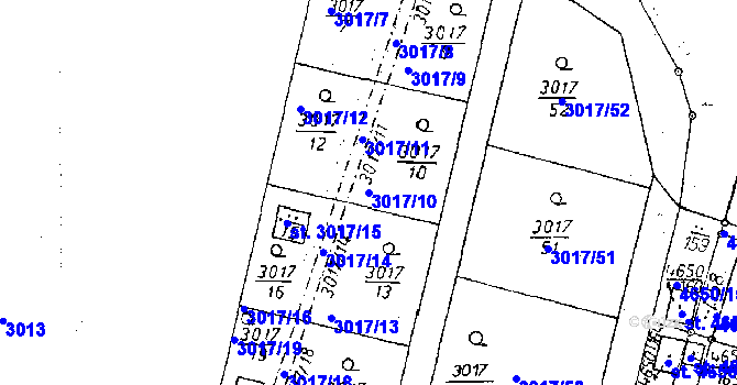 Parcela st. 3017/10 v KÚ Poděbrady, Katastrální mapa