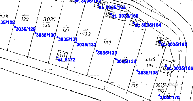 Parcela st. 3035/133 v KÚ Poděbrady, Katastrální mapa