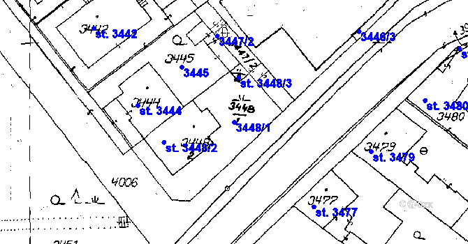 Parcela st. 3448/1 v KÚ Poděbrady, Katastrální mapa