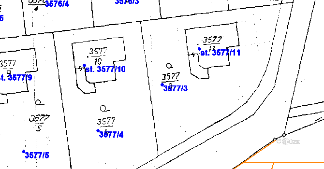 Parcela st. 3577/3 v KÚ Poděbrady, Katastrální mapa