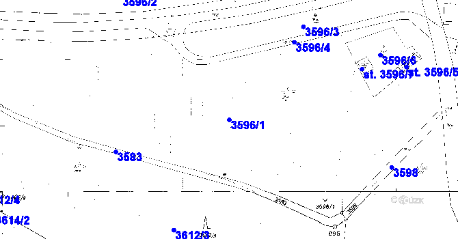 Parcela st. 3596/1 v KÚ Poděbrady, Katastrální mapa