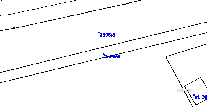 Parcela st. 3596/4 v KÚ Poděbrady, Katastrální mapa