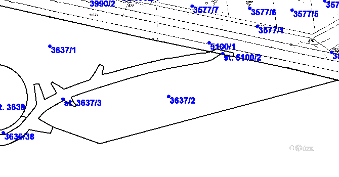 Parcela st. 3637 v KÚ Poděbrady, Katastrální mapa
