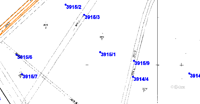 Parcela st. 3915/1 v KÚ Poděbrady, Katastrální mapa