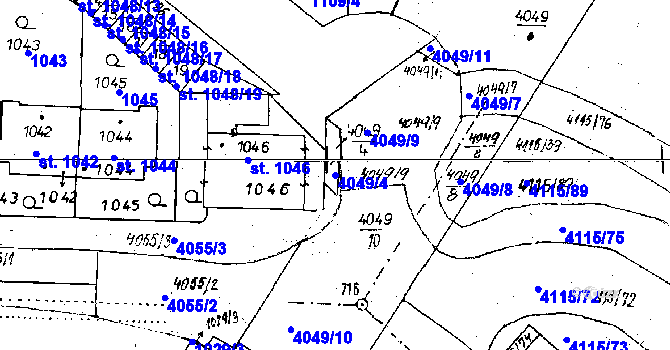 Parcela st. 4049/4 v KÚ Poděbrady, Katastrální mapa