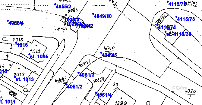 Parcela st. 4049/5 v KÚ Poděbrady, Katastrální mapa