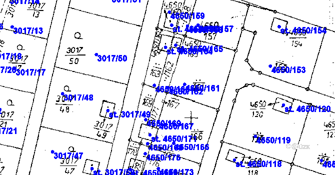 Parcela st. 4650/162 v KÚ Poděbrady, Katastrální mapa