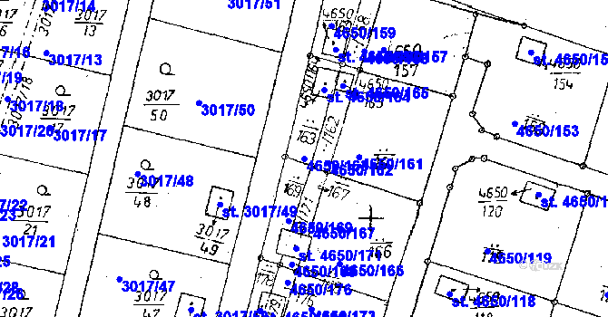 Parcela st. 4650/163 v KÚ Poděbrady, Katastrální mapa