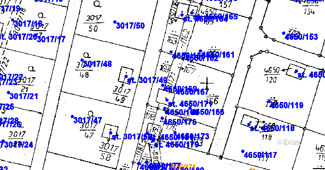 Parcela st. 4650/169 v KÚ Poděbrady, Katastrální mapa
