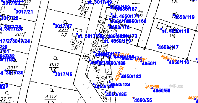 Parcela st. 4650/177 v KÚ Poděbrady, Katastrální mapa