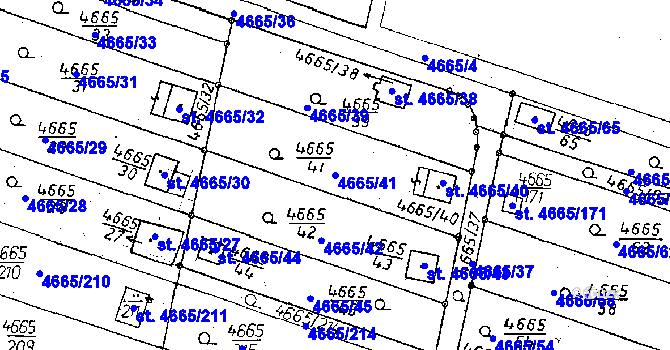 Parcela st. 4665/41 v KÚ Poděbrady, Katastrální mapa