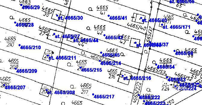 Parcela st. 4665/45 v KÚ Poděbrady, Katastrální mapa