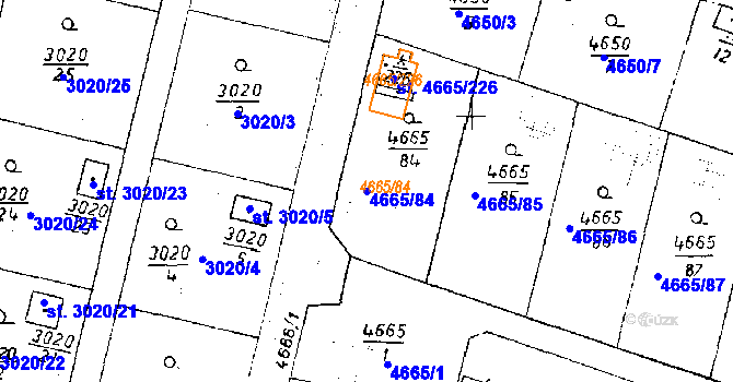 Parcela st. 4665/84 v KÚ Poděbrady, Katastrální mapa
