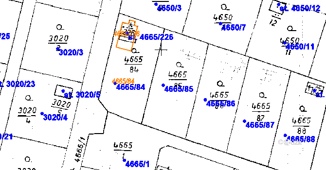 Parcela st. 4665/85 v KÚ Poděbrady, Katastrální mapa