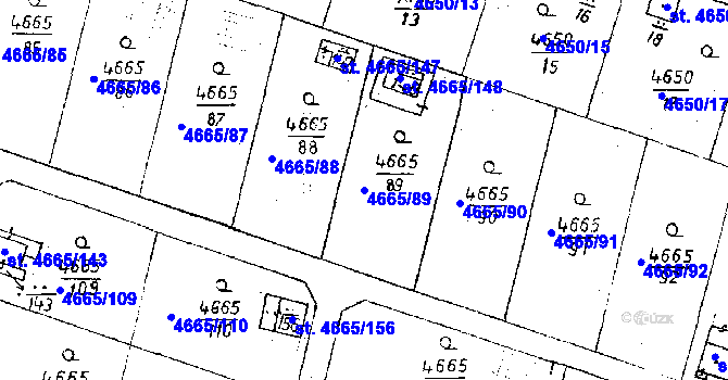 Parcela st. 4665/89 v KÚ Poděbrady, Katastrální mapa