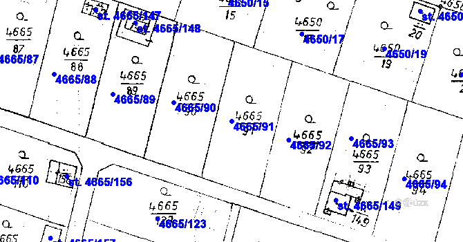 Parcela st. 4665/91 v KÚ Poděbrady, Katastrální mapa