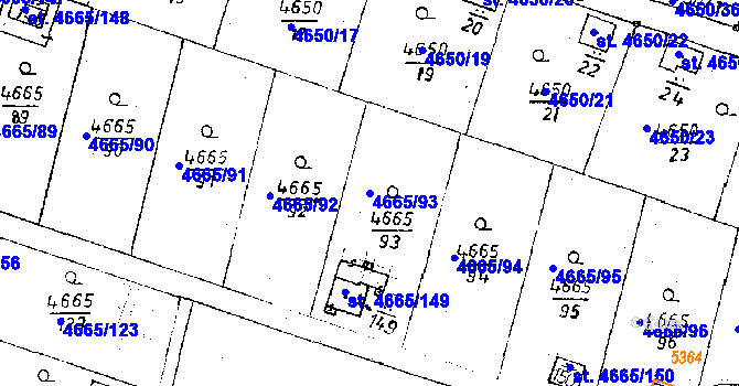 Parcela st. 4665/93 v KÚ Poděbrady, Katastrální mapa