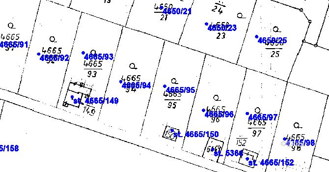 Parcela st. 4665/95 v KÚ Poděbrady, Katastrální mapa