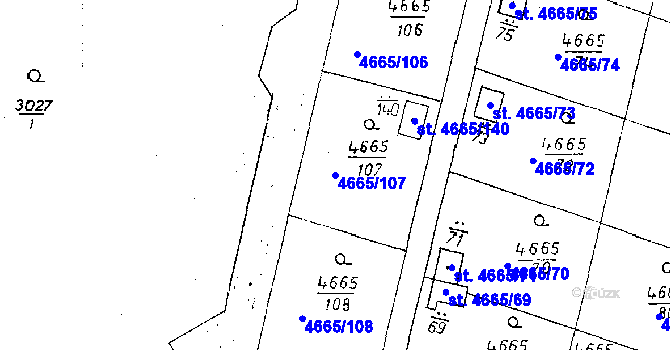 Parcela st. 4665/107 v KÚ Poděbrady, Katastrální mapa