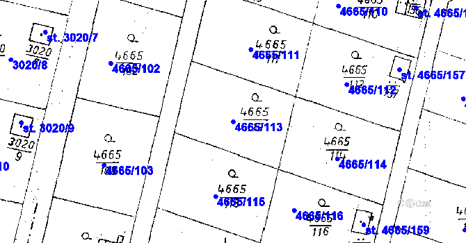 Parcela st. 4665/113 v KÚ Poděbrady, Katastrální mapa