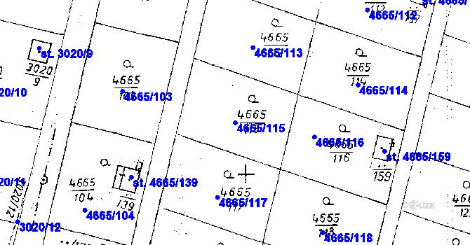 Parcela st. 4665/115 v KÚ Poděbrady, Katastrální mapa