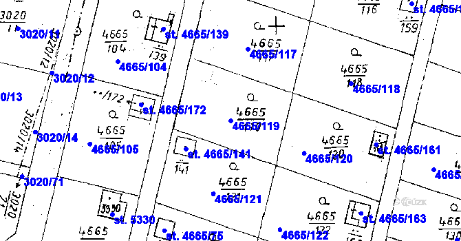Parcela st. 4665/119 v KÚ Poděbrady, Katastrální mapa
