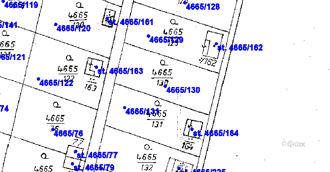 Parcela st. 4665/130 v KÚ Poděbrady, Katastrální mapa