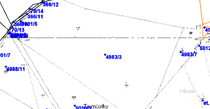 Parcela st. 4983/3 v KÚ Poděbrady, Katastrální mapa