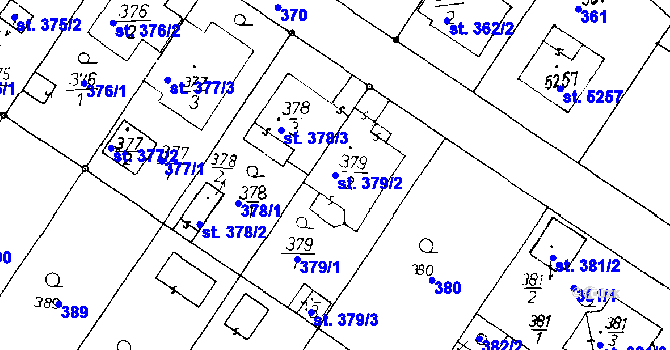 Parcela st. 379/2 v KÚ Poděbrady, Katastrální mapa