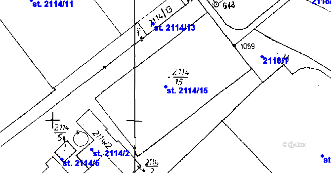 Parcela st. 2114/15 v KÚ Poděbrady, Katastrální mapa
