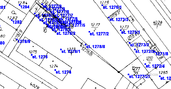 Parcela st. 1278/8 v KÚ Poděbrady, Katastrální mapa