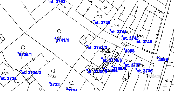 Parcela st. 3741/2 v KÚ Poděbrady, Katastrální mapa