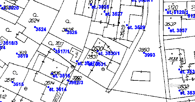 Parcela st. 3530/1 v KÚ Poděbrady, Katastrální mapa