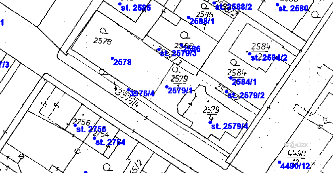 Parcela st. 2579/1 v KÚ Poděbrady, Katastrální mapa