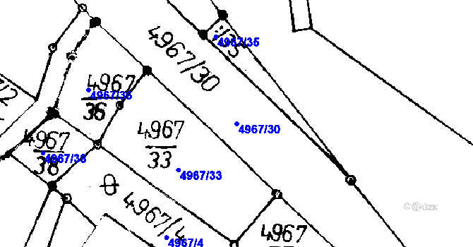 Parcela st. 4967/30 v KÚ Poděbrady, Katastrální mapa