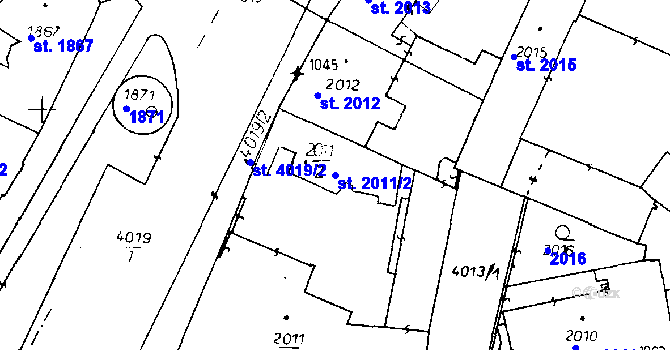 Parcela st. 2011/2 v KÚ Poděbrady, Katastrální mapa