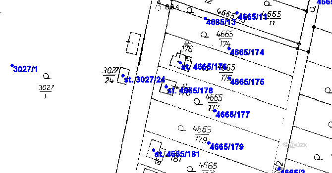 Parcela st. 4665/178 v KÚ Poděbrady, Katastrální mapa