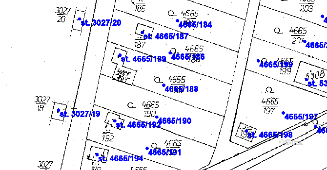 Parcela st. 4665/188 v KÚ Poděbrady, Katastrální mapa