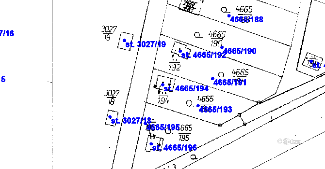 Parcela st. 4665/194 v KÚ Poděbrady, Katastrální mapa