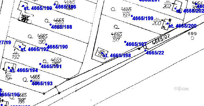 Parcela st. 4665/198 v KÚ Poděbrady, Katastrální mapa