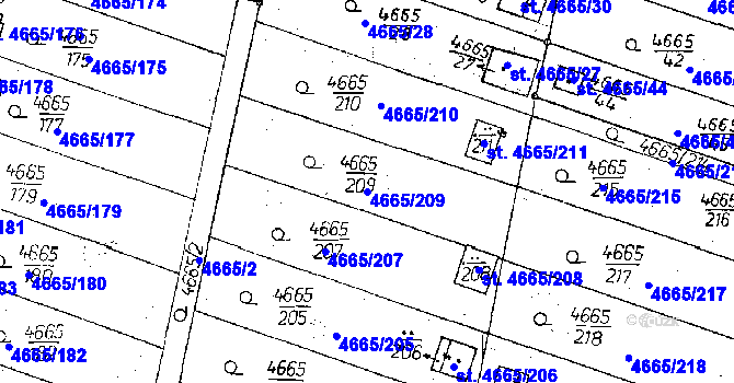 Parcela st. 4665/209 v KÚ Poděbrady, Katastrální mapa