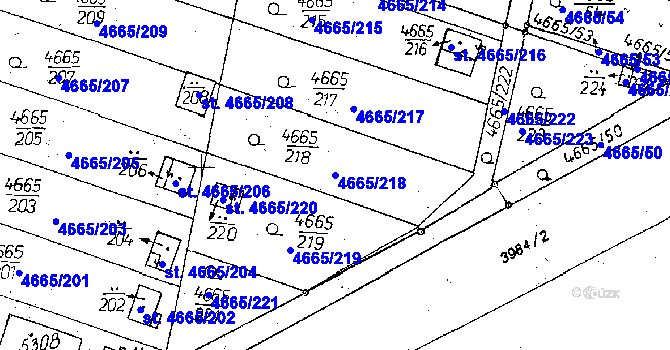 Parcela st. 4665/218 v KÚ Poděbrady, Katastrální mapa