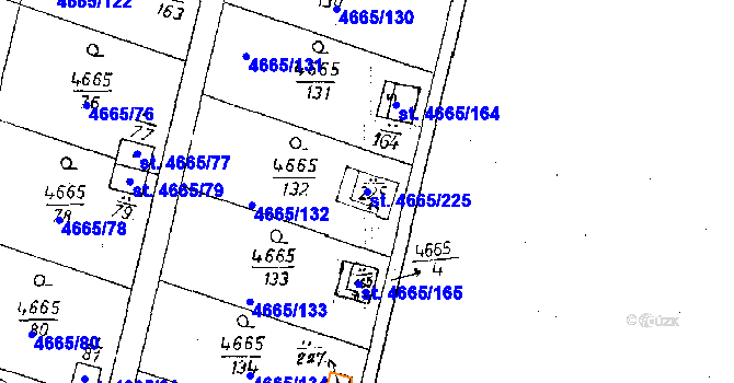 Parcela st. 4665/225 v KÚ Poděbrady, Katastrální mapa
