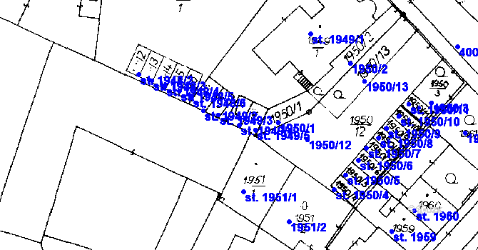 Parcela st. 1949/4 v KÚ Poděbrady, Katastrální mapa